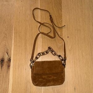 Chic Brown Crossbody Bag with Chain Detail